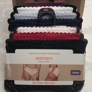 Warners NWT 6 Pair of Blissful Benefits Microfiber Briefs 2XL Multicolored